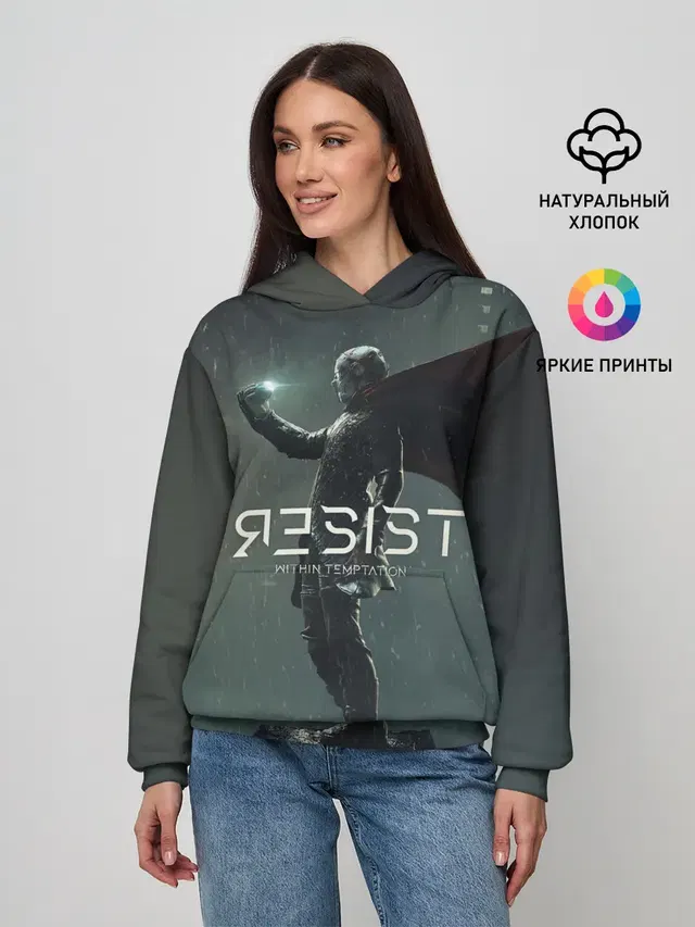 Женское худи с принтом «Разный рок — Within Temptation RESIST»