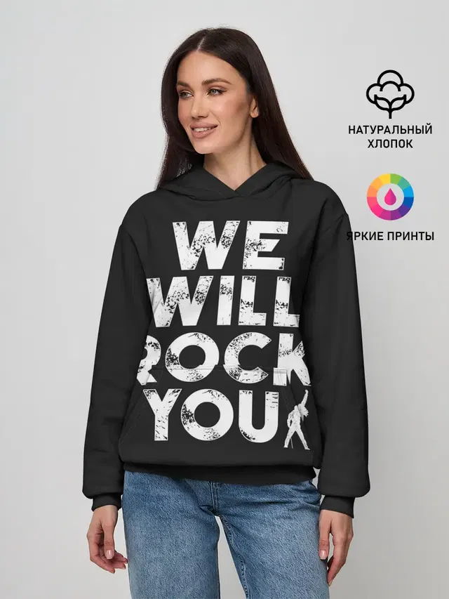 Женское худи с принтом «Queen — We Will Rock You»