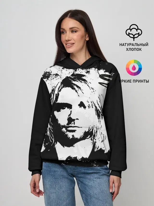 Женское худи с принтом «Kurt Cobain»