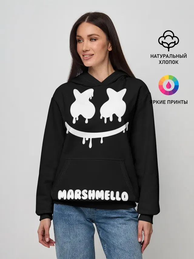 Женское худи с принтом «Marshmello — РЮКЗАК MARSHMELLO»