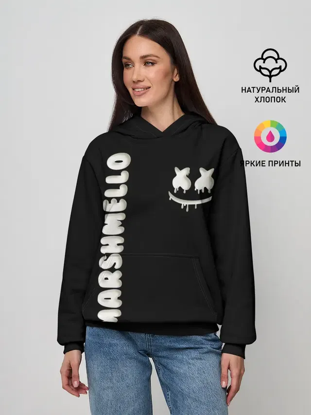 Женское худи с принтом «Marshmello — РЮКЗАК MARSHMELLO»