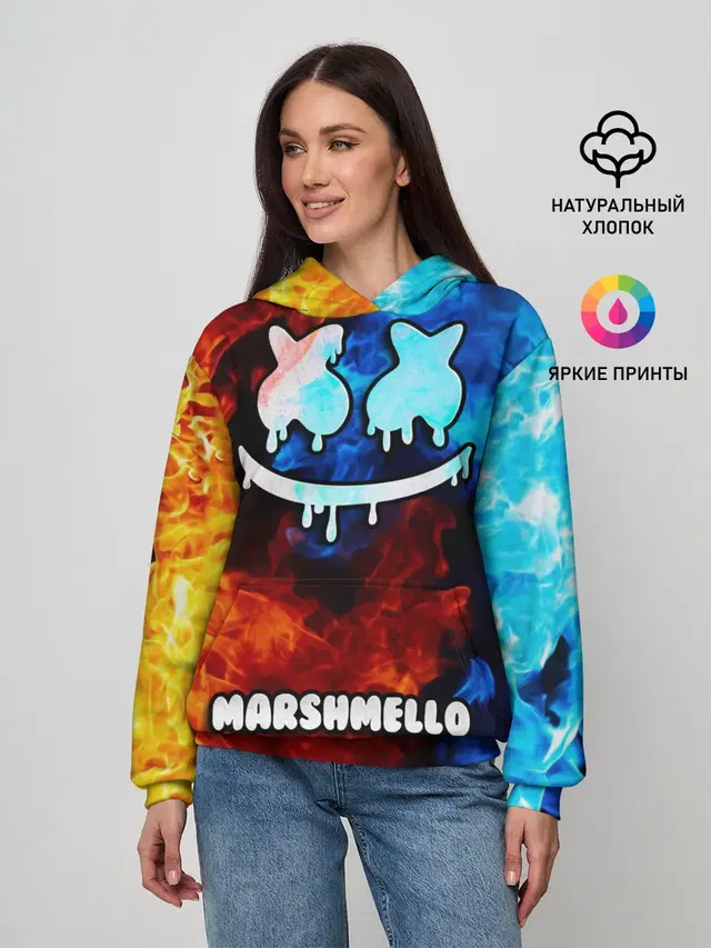 Женское худи с принтом «Marshmello — РЮКЗАК MARSHMELLO»