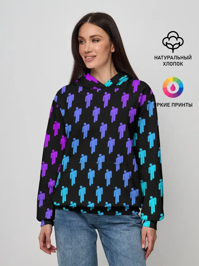 Женское худи с принтом «Billie Eilish — BILLIE EILISH PATTERN»