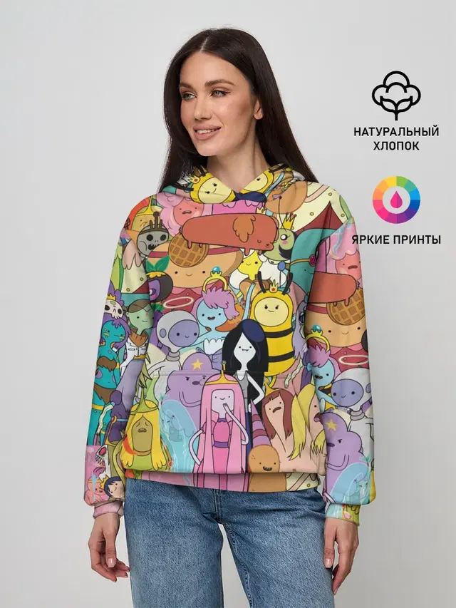 Женское худи с принтом «Время приключений — Adventure time»