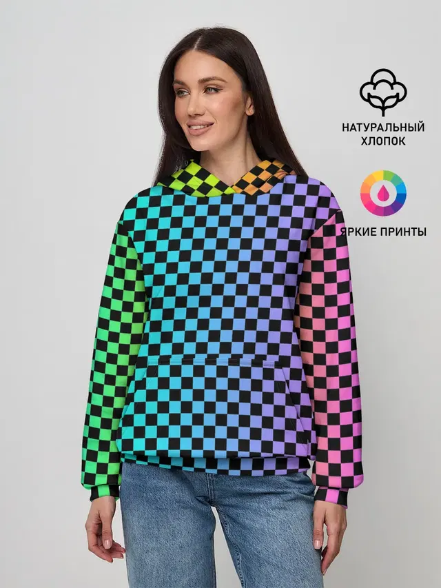 Женское худи с принтом «Френдзона — Checkerboard Color»