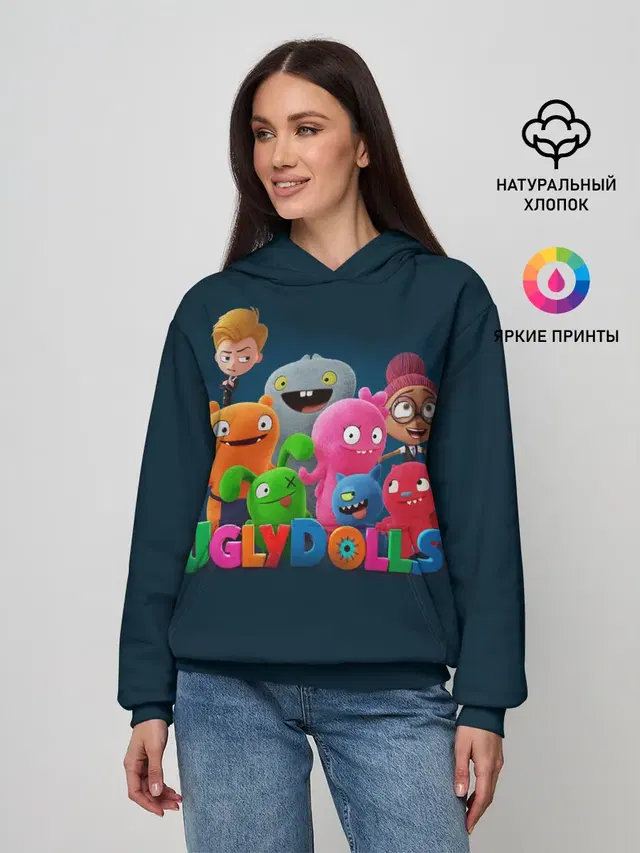 Женское худи с принтом «UglyDolls. Куклы с характером»