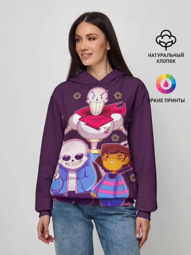 Женское худи с принтом «Персонажи Undertale»
