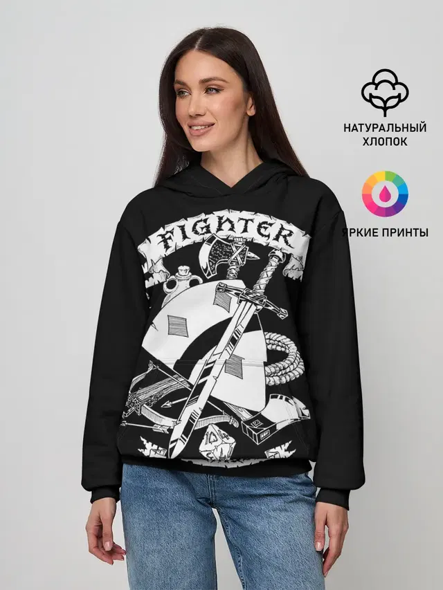 Женское худи с принтом «Fighter»