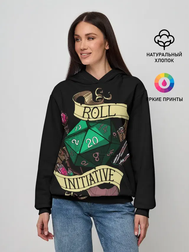 Женское худи с принтом «Roll 20»