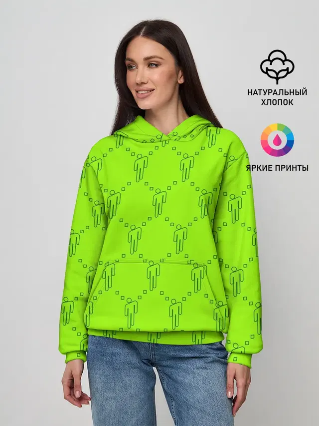 Женское худи с принтом «Billie Eilish — Billie Eilish pattern»