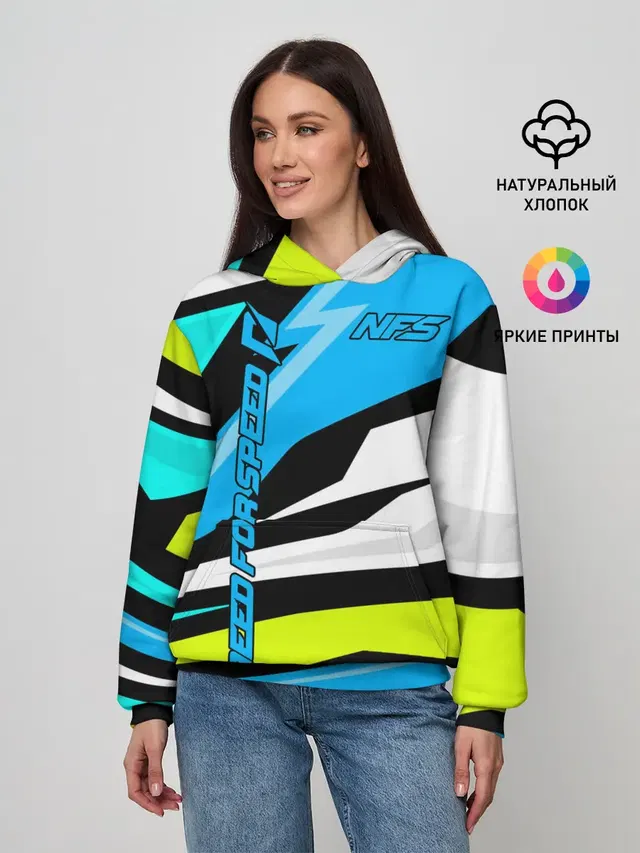 Женское худи с принтом «Geometric abstraction — Need for Speed»