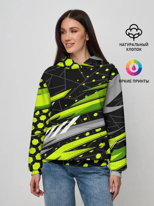 Женское худи с принтом «Black and — Black and Green»