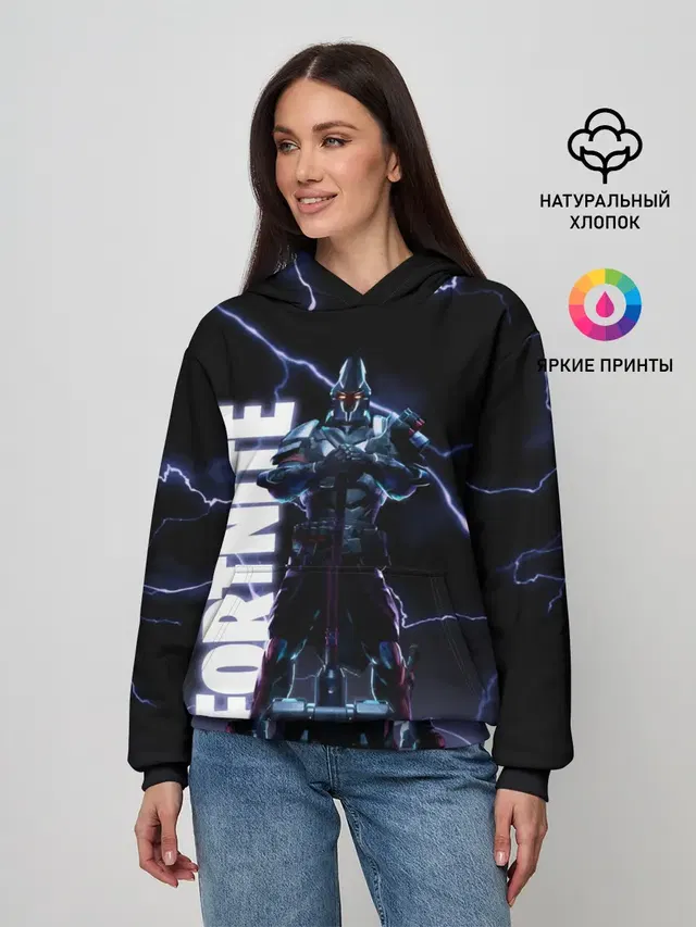 Женское худи с принтом «Фортнайт — НЕСОКРУШИМЫЙ РЫЦАРЬ FORTNITE»
