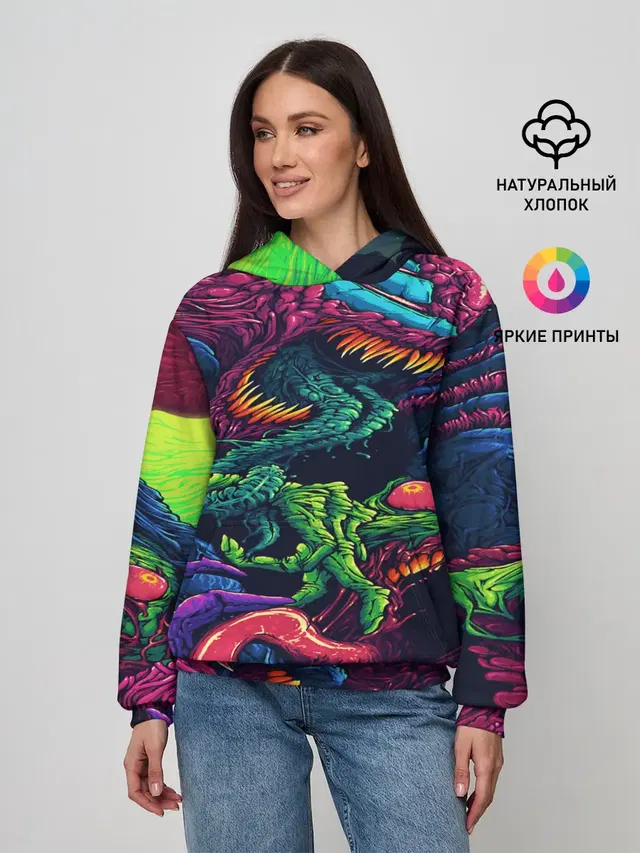 Женское худи с принтом «Counter-Strike — CS GO hyper beast skin»