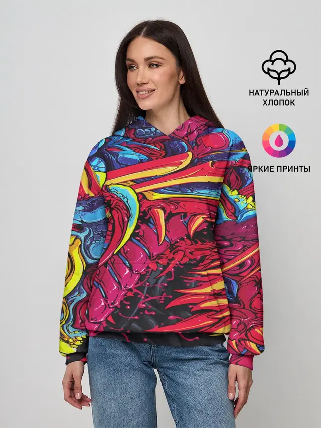 Женское худи с принтом «Counter-Strike — CS GO hyper beast skin»