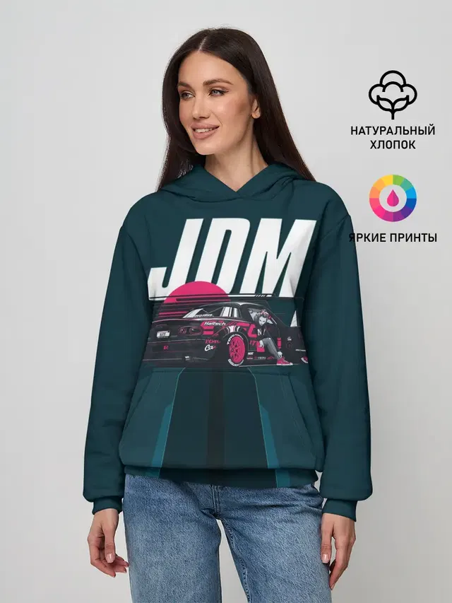 Женское худи с принтом «Anime girl — JDM»