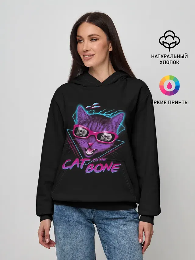 Женское худи с принтом «Cat To The Bone»