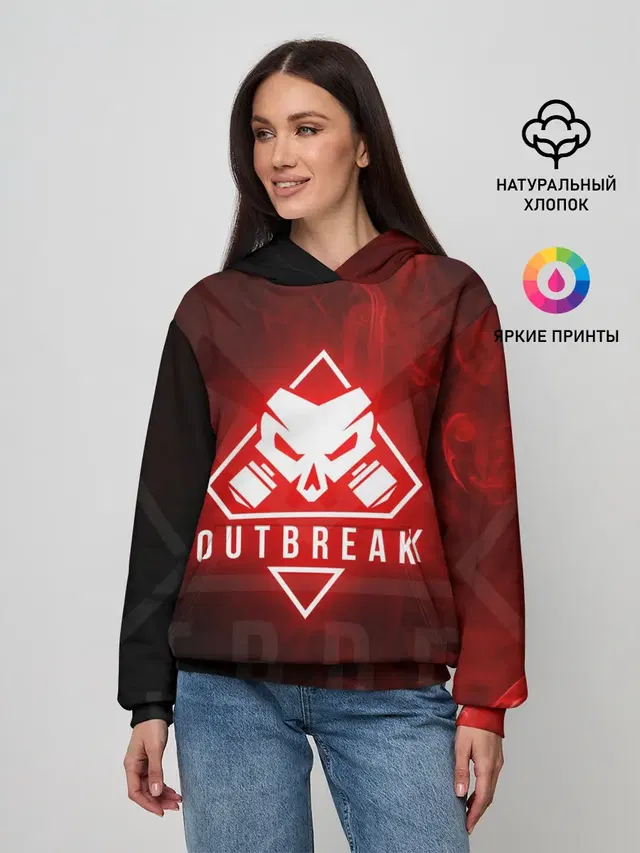 Женское худи с принтом «Outbreak — RAINBOW SIX SIEGE OUTBREAK»