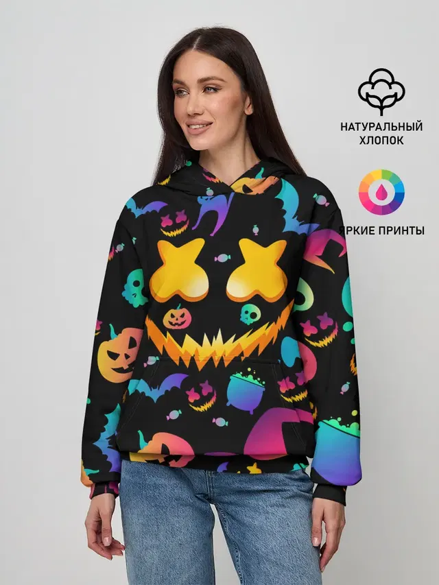 Женское худи с принтом «Marshmello — MARSHMELLO HALLOWEEN»