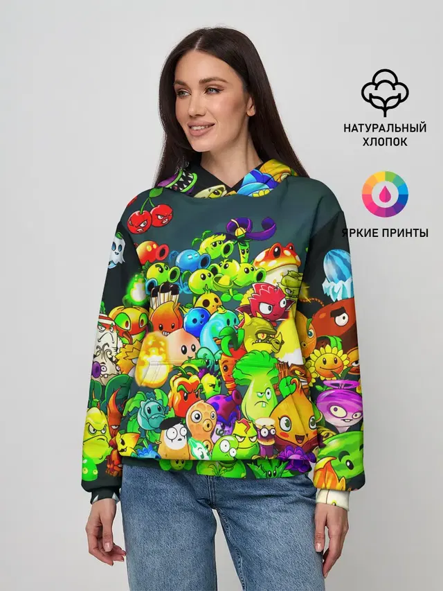 Женское худи с принтом «Plants vs. Zombies»
