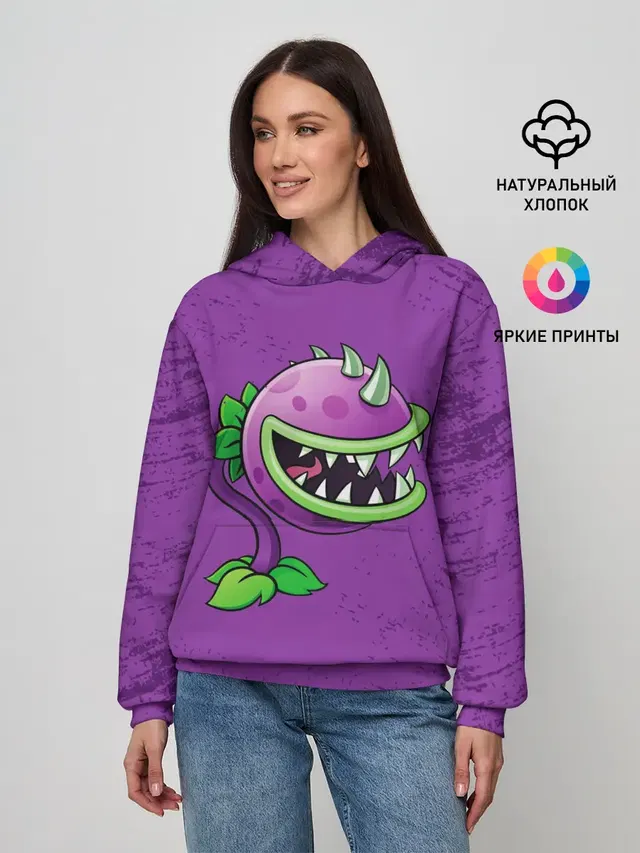 Женское худи с принтом «Plants vs. Zombies»