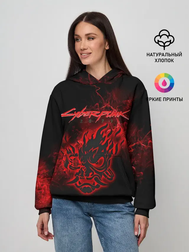 Женское худи с принтом «Cyberpunk 2077»
