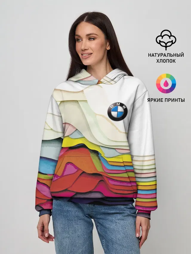 Женское худи с принтом «BMW — Color»