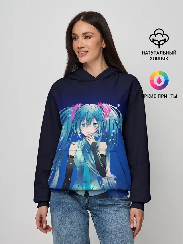 Hatsune Miku на черном фоне