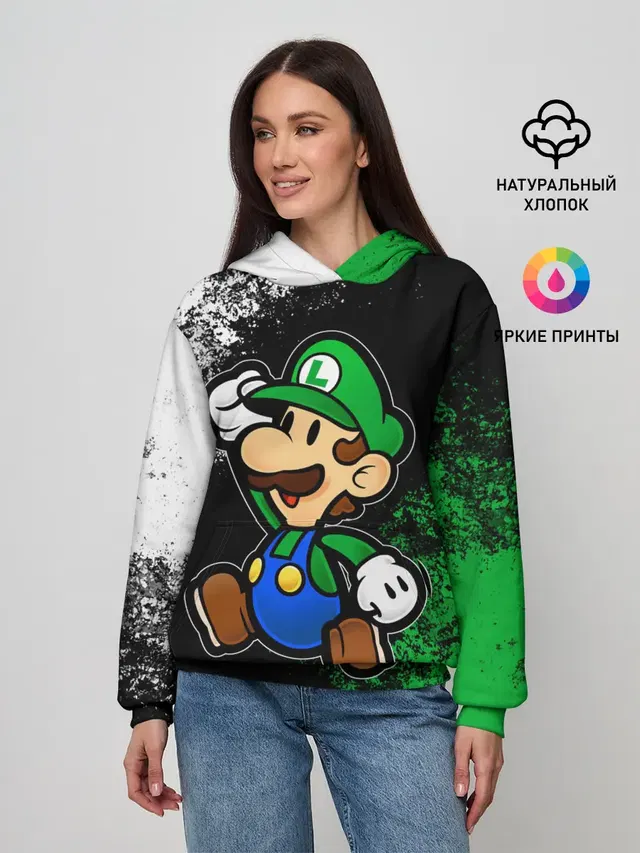 Женское худи с принтом «Mario — Luigis Mansion»
