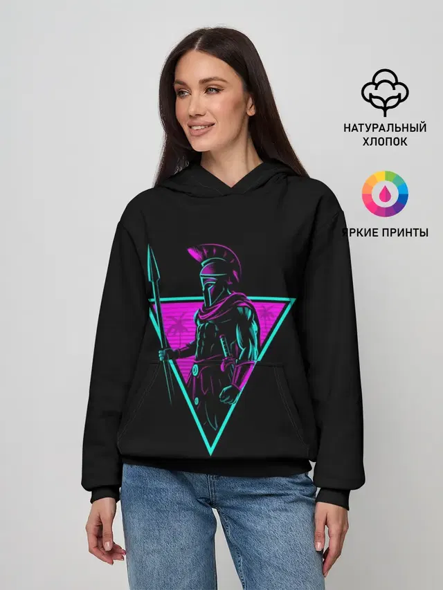 Женское худи с принтом «Retro — Spartan Retro Neon»
