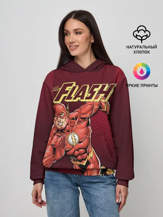 Женское худи с принтом «Флэш — The Flash»