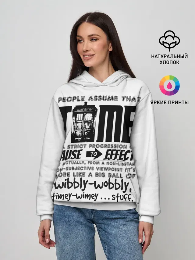 Женское худи с принтом «Wibbly-wobbly timey-wimey stuff»