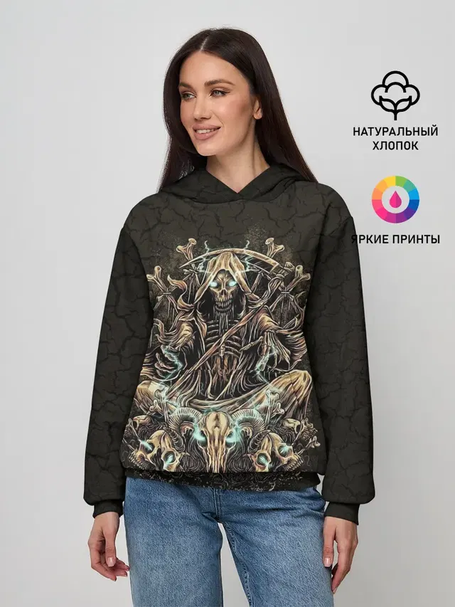 Женское худи с принтом «Death on the skulls»