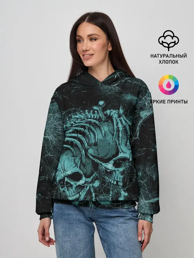 Женское худи с принтом «two skulls»