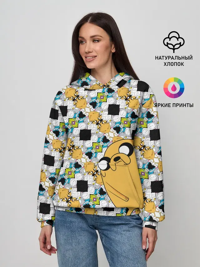 Женское худи с принтом «Время приключений — Jake Adventure Time»