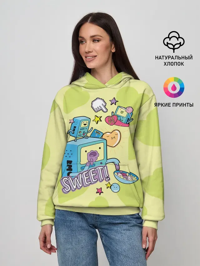 Женское худи с принтом «Время приключений — Sweet BMOs»