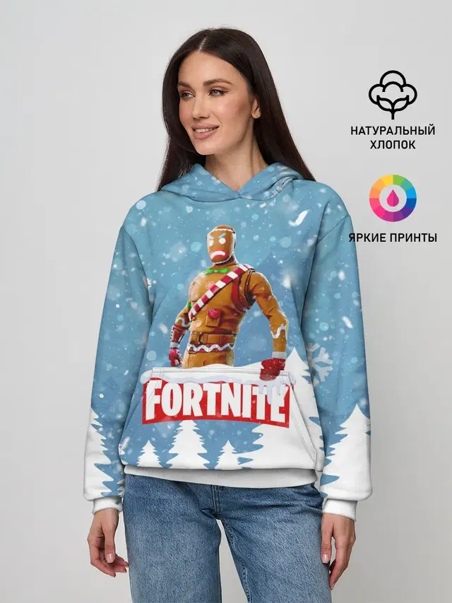 Женское худи с принтом «Фортнайт — Новогодний Fortnite»