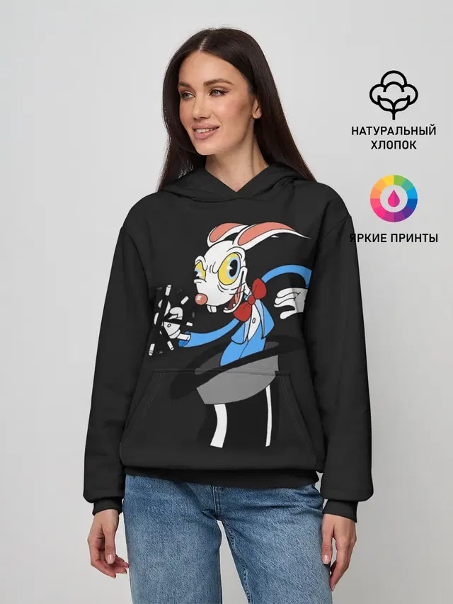 Женское худи с принтом «Cuphead - Хопус Покус»