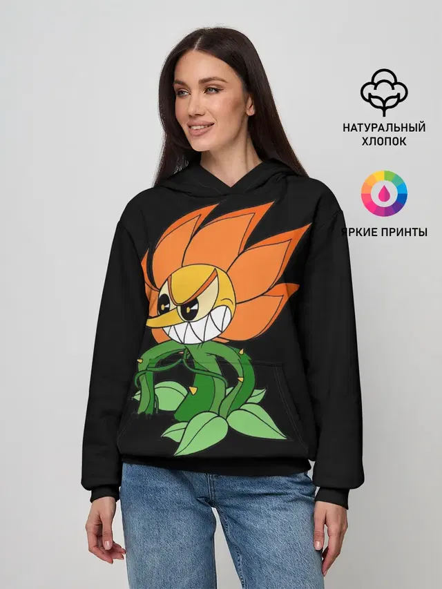 Женское худи с принтом «Cuphead - Кэгни Гвоздика»
