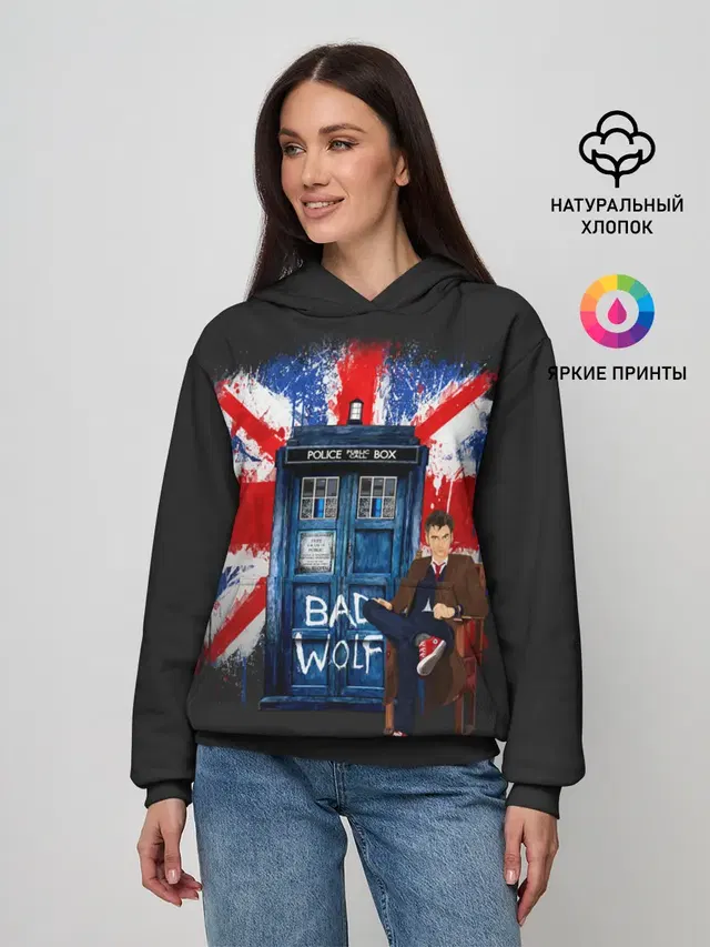 Женское худи с принтом «TARDIS»