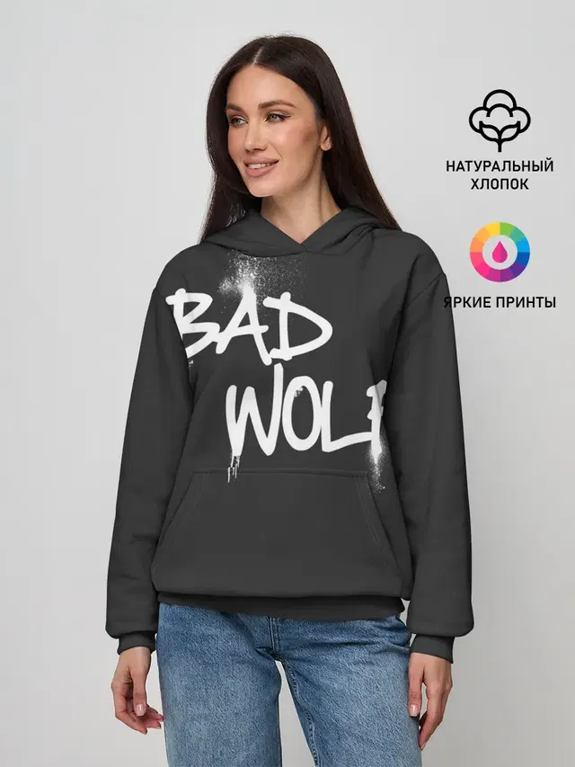 Женское худи с принтом «Доктор Кто — Bad wolf»