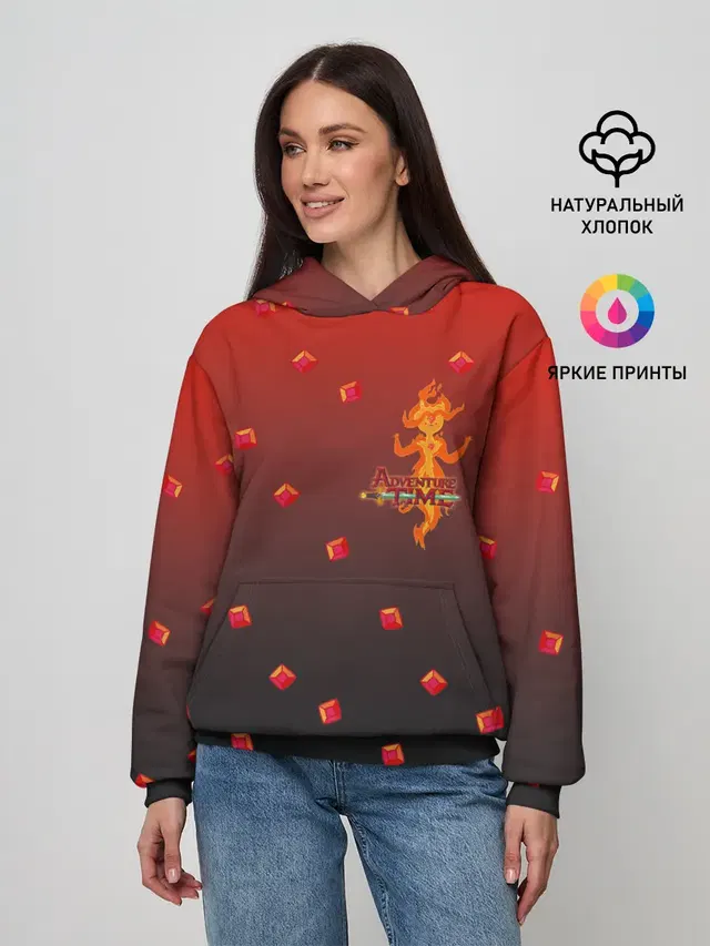 Женское худи с принтом «Время приключений — Flame Princess»