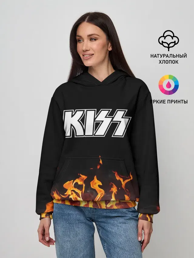 Женское худи с принтом «Kiss»