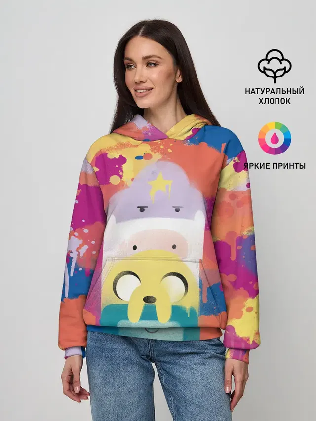 Женское худи с принтом «Время приключений — Adventure Time»