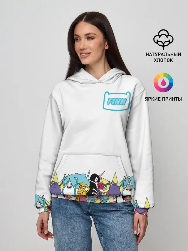 Женское худи с принтом «Время приключений — Finn Adventure Time»