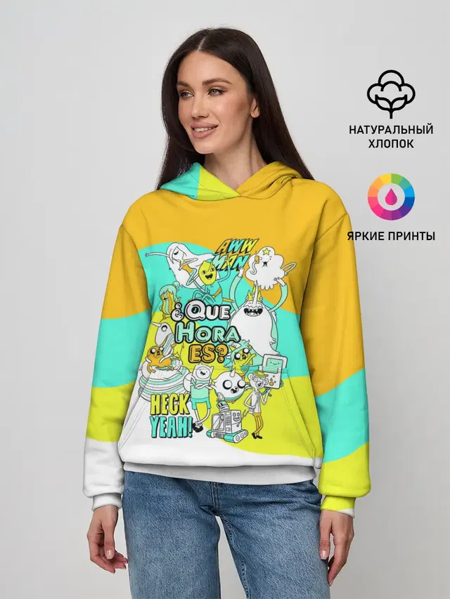 Женское худи с принтом «Время приключений — Adventure Time»