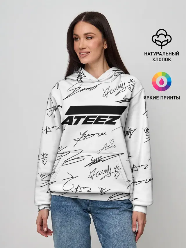 Женское худи с принтом «Ateez — ATEEZ АВТОГРАФЫ»