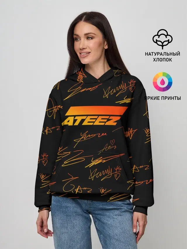 Женское худи с принтом «Ateez — ATEEZ АВТОГРАФЫ»