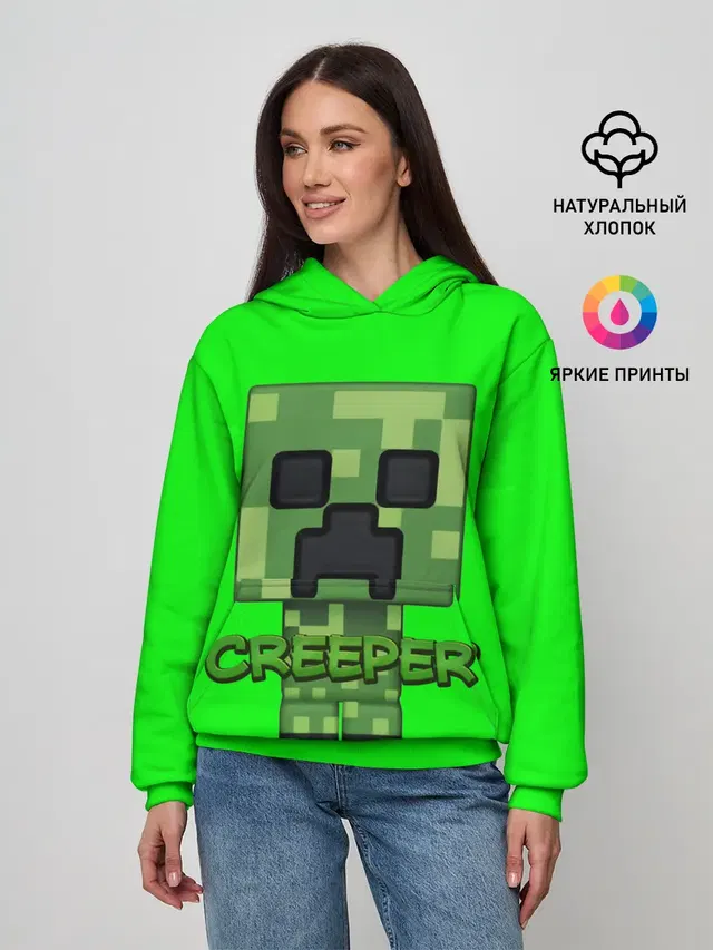 Женское худи с принтом «Майнкрафт — MINECRAFT CREEPER»