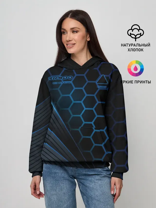 Женское худи с принтом «Hexagonal pattern — Detroit RK900»